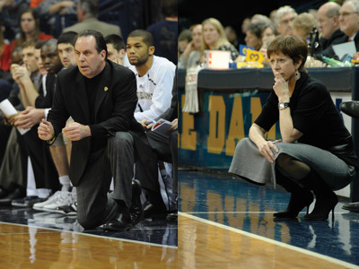 ND Basketball Coaches: Muffet McGraw and Mike Brey