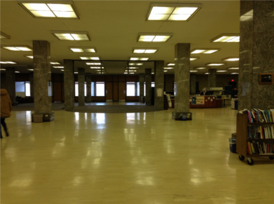 Empty First Floor of Hesburgh Library