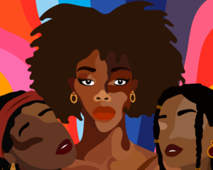 Artwork of three Black women.