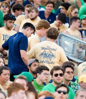Students exit stands